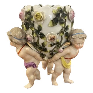 Antique Victorian Porcelain Vase from Sitzendorf, 1880s For Sale