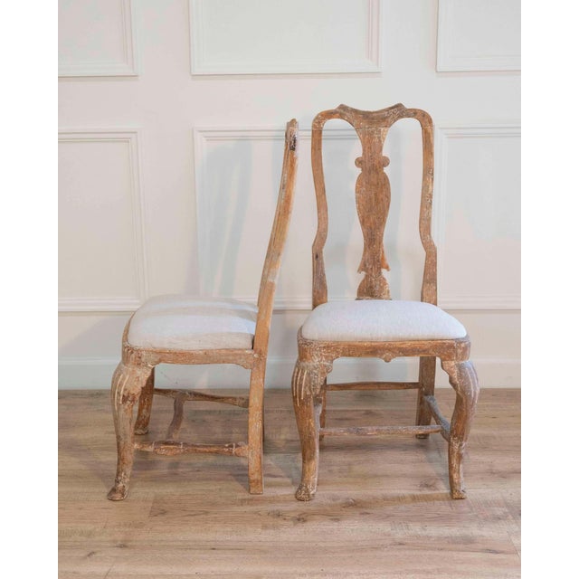 Rococo Pair of Swedish Rococo Chairs with Traces of Original Paint, Circa 1770 For Sale - Image 3 of 13