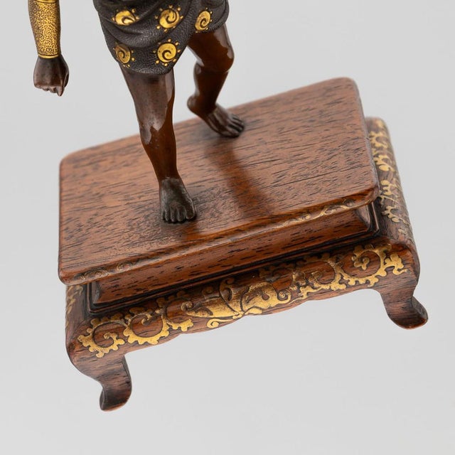 Antique Japanese Meiji Gilt Bronze Labourer Figurine by Miyao Ei, 19th Century For Sale - Image 18 of 18