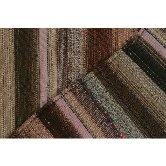 Textile Handwoven Vintage Turkish Kilim Rug in Polychromatic Striped Pattern For Sale - Image 7 of 7