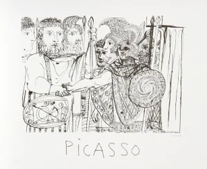 1980s "Composition" Lithograph After Pablo Picasso
