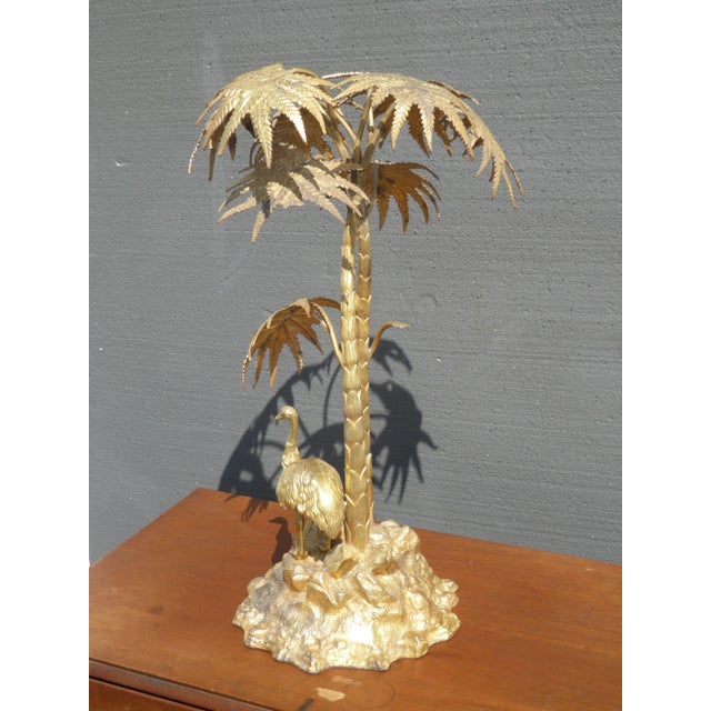 1950s Vintage Mappin Brothers of London Emu Bird Statue Table Top Decor W Palm Trees For Sale - Image 5 of 13