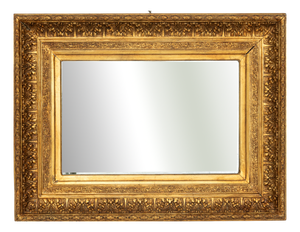Vintage Giltwood Wall Mirror with Carved Floral Frame, 1960s