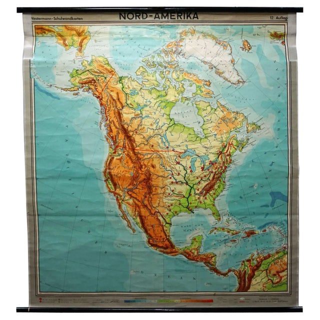 Vintage North American Map Pull-Down Wall Chart Poster Print For Sale - Image 6 of 6