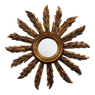 Petite Sunburst Convex Mirror For Sale