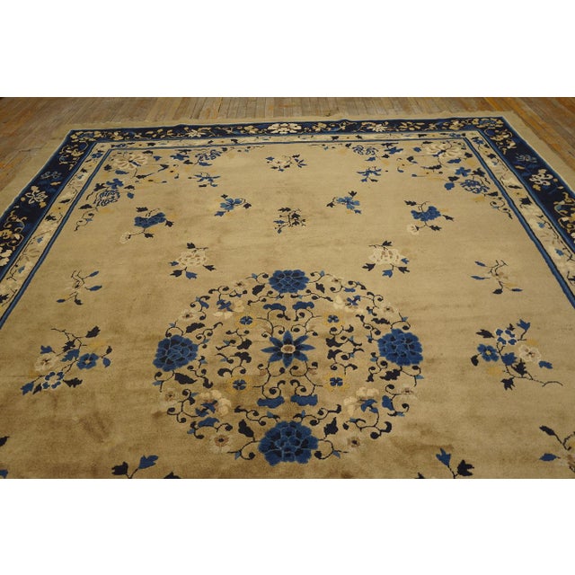 Chinese - Peking, Size 9' x 12' 5" Wool Hand Knotted Pile Ivory Beige Cream White Antique Rectangle 1920s Rug, Circa Date:...