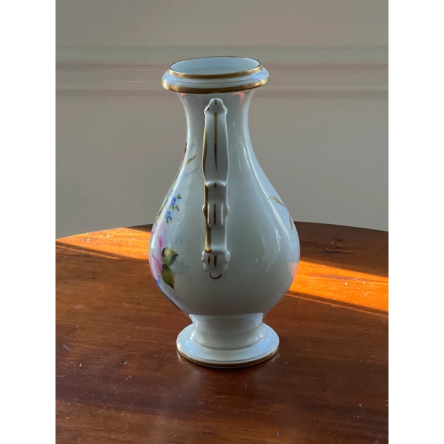 White Vintage Hand Painted Vase— a Pair For Sale - Image 8 of 12