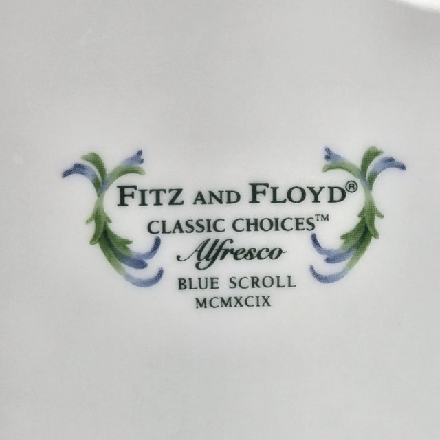 Vintage Fitz & Floyd Alfresco Blue Scroll Salad Plates-Set of 4 For Sale In Phoenix - Image 6 of 6