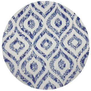 Nicolette Mayer Royal Delft Ikat White 16" Round Pebble Placemats, Set of 4 For Sale