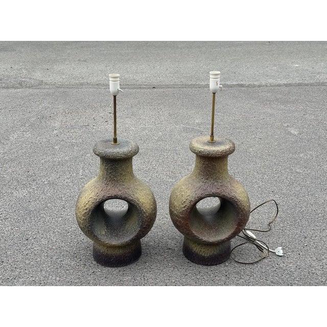 Mid-Century Modern Danish Stoneware Lamps, 1960s, Set of 2 For Sale - Image 9 of 10