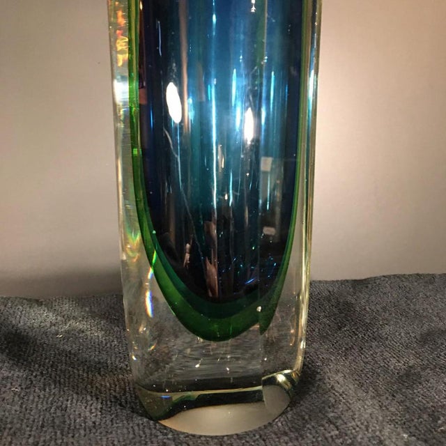 Flavio Poli Blue and Green Sommerso Murano Glass Vase by Flavio Poli for Murano, 1960s For Sale - Image 4 of 14