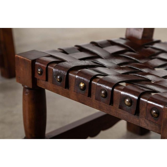 circa 1960 Pair Spanish Mid 20thC Brutalist Walnut Chairs W47 x D49.5 x H69 cm Seat height 35 cm Weight 12Kg