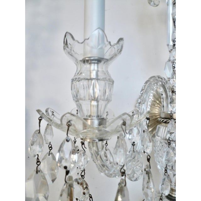 A Grand Scale Pair Cut Crystal Georgian Design Sconces in the Waterford Style For Sale - Image 9 of 12