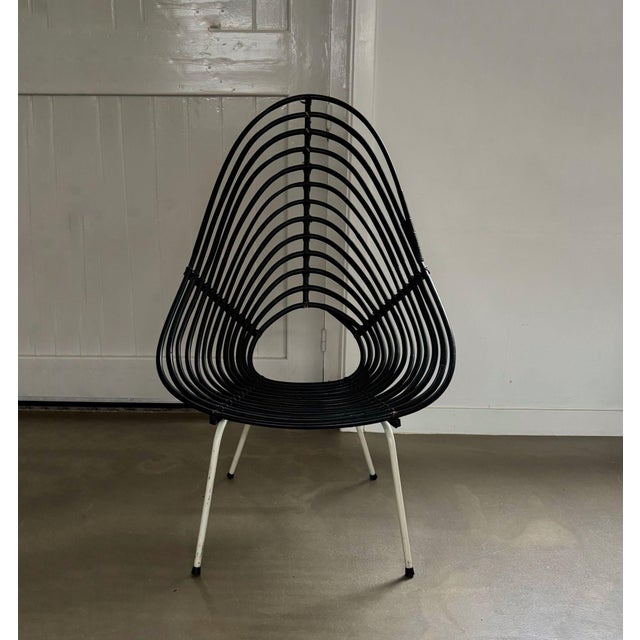 Blackened Rattan Lounge Chair by H. Broekhuizen for Rohé Noordwolde, the Netherlands, 1960s For Sale - Image 10 of 10