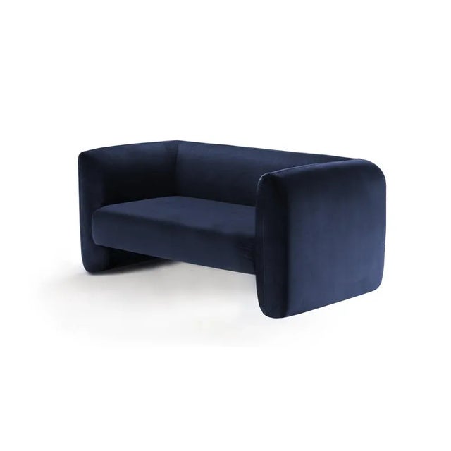 Contemporary Deep Blue Velvet Jacob Sofa by Collector For Sale - Image 3 of 4