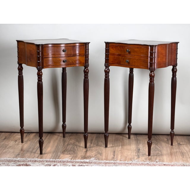 Pair of American Classical Revival Mahogany Two-Drawer Work Tables, Circa 1880–1910 For Sale In Boston - Image 6 of 15