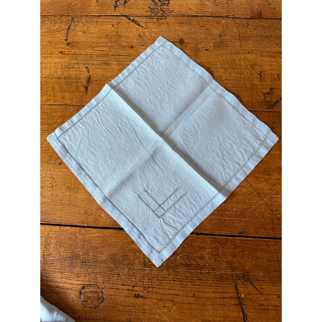 Textile Vintage Square Linen Tablecloth & Cocktail Napkins Set- 5 Pieces For Sale - Image 7 of 7