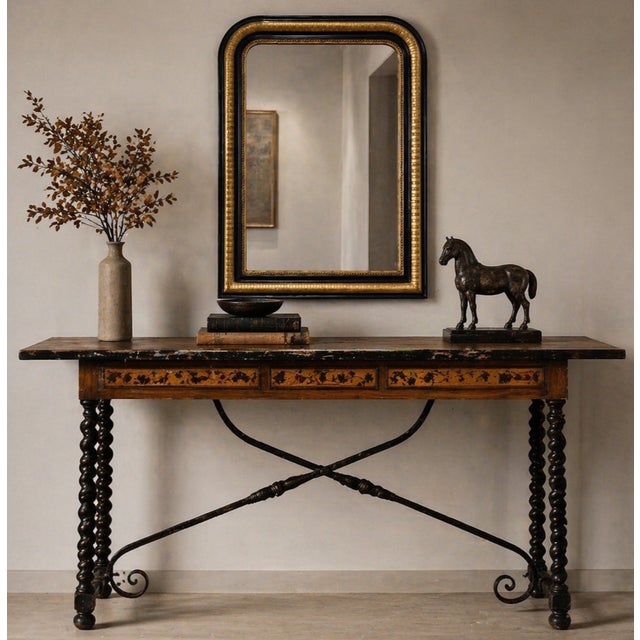 French Gold Leaf Gilded and Black Lacquered Mirror, Late 19th Century For Sale - Image 10 of 10