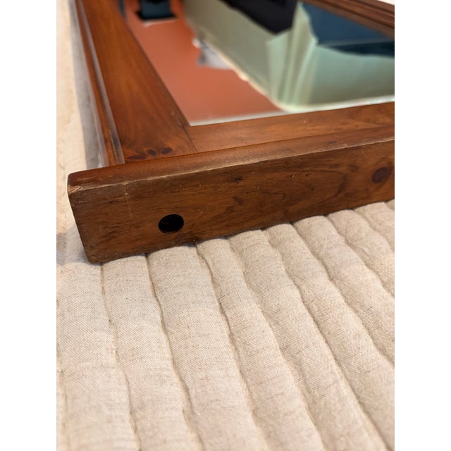English Pennsylvania House Cherry Wood Cornice Top Mirror For Sale - Image 3 of 12