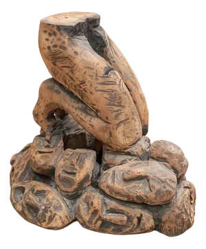 Kneeling Man Pedestal in Carved Wood, 20th Century