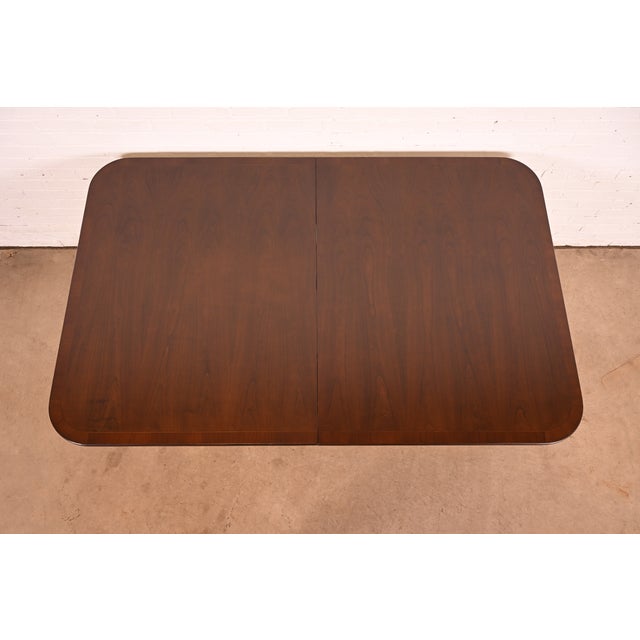 Baker Furniture Georgian Banded Mahogany Double Pedestal Extension Dining Table, Circa 1980s For Sale - Image 9 of 13