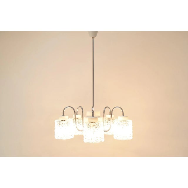 White Mid-Century Chandelier from Lidokov, 1960s For Sale - Image 8 of 13