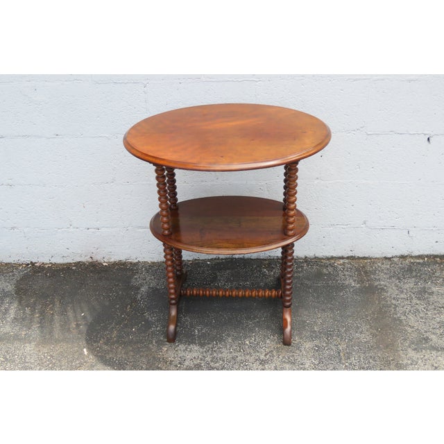 Early 1900s Solid Wood 2 Tiers Oval Side End Accent Table For Sale - Image 4 of 12