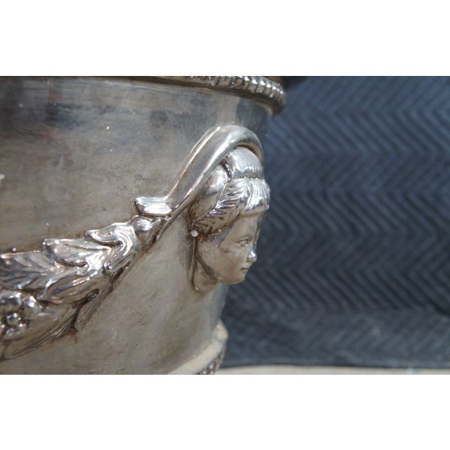 Late 20th Century Italian Neoclassical Figural Acanthus Silver Terracotta Garden Planter 26" For Sale - Image 9 of 13