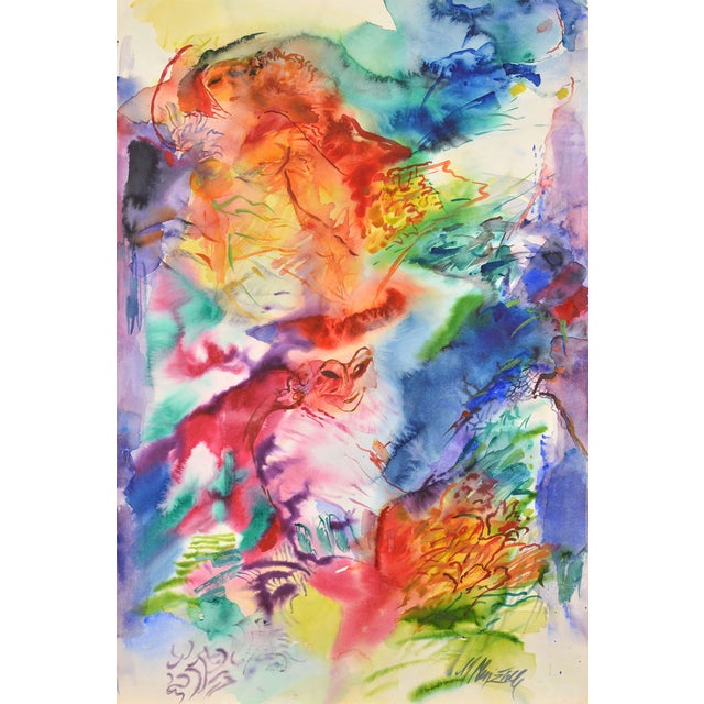 Malda Muizule, Nude Masquerade Ball, 1980s, Watercolor For Sale