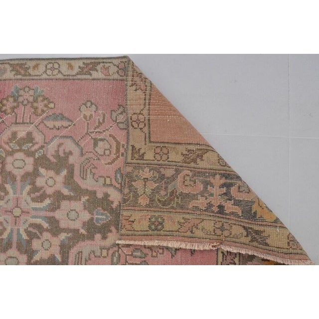 Apricot Vintage Oushak Hallway Runner For Sale - Image 8 of 10