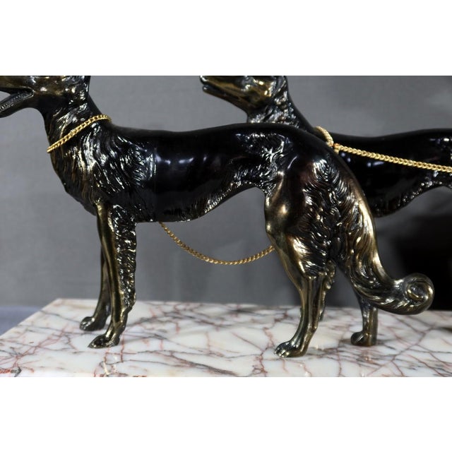 Metal Art Deco Woman with Greyhounds, 1930, Patinated Metal For Sale - Image 7 of 18