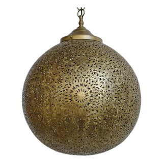 Vintage Brass Radha Globe Pendant Light For Sale