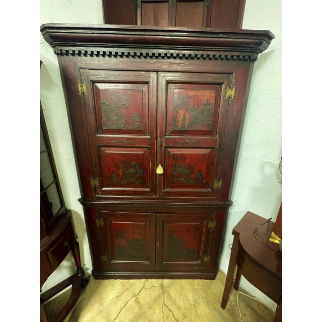 19th Century American Southern Plantation Chinoiserie Decorated Corner Cupboard For Sale - Image 11 of 11