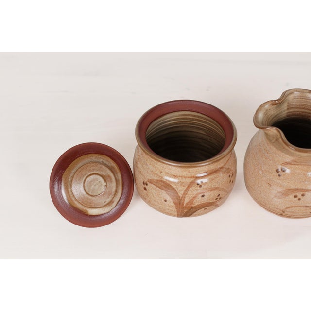 Ceramic 1988 Handmade Studio Pottery Sugar Bowl & Creamer Set | Signed by Artist For Sale - Image 7 of 12