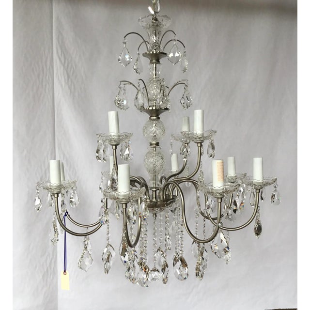 Metal Crystal Chandelier Pewter Finish For Sale - Image 7 of 7