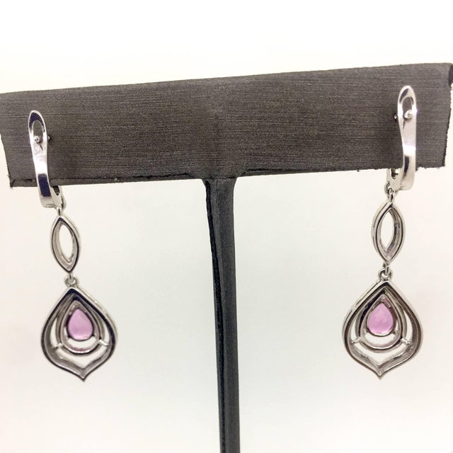 2.90 Carat Pink Sapphire Diamond Drop Earrings, A Pair For Sale - Image 4 of 8