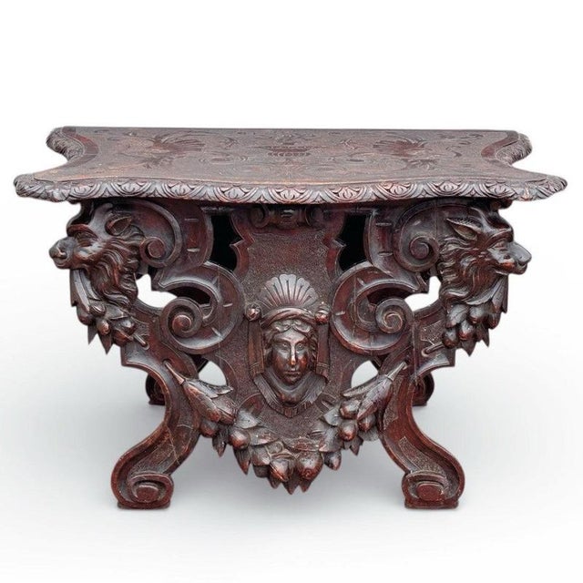 Victorian Italian Carved Walnut Low Lamp Table For Sale - Image 14 of 14