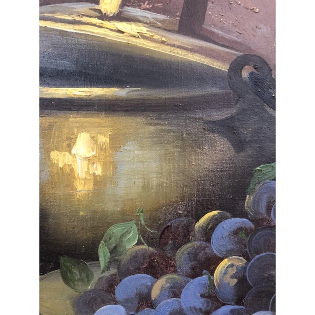 Georges Duval, Fruit Still Life and Green Pitcher, Oil on Canvas For Sale - Image 7 of 10