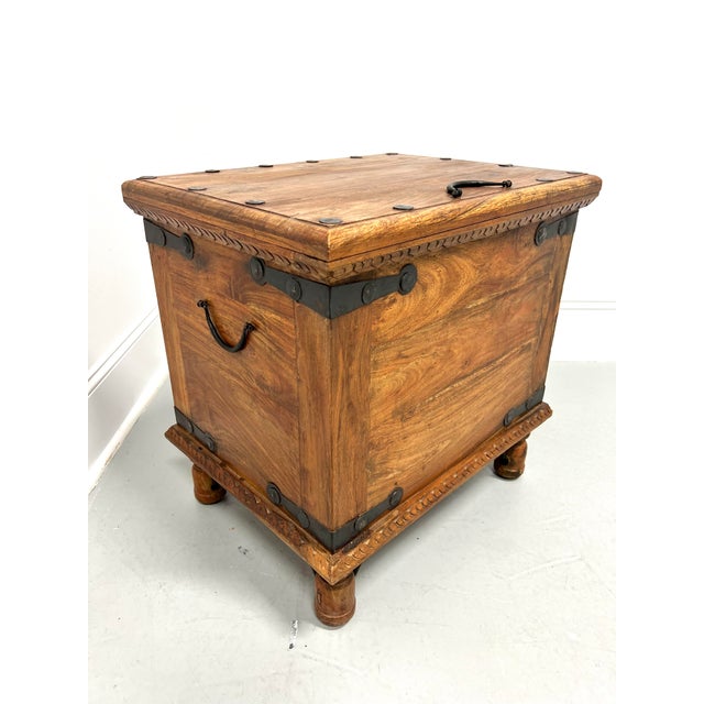 Vintage 20th Century Wood & Metal Rustic Storage Trunk Accent Table ...
