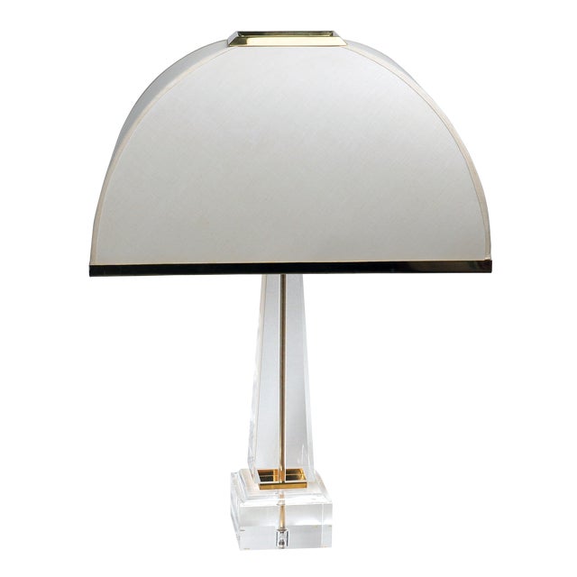 1980s Lucite Obelisk Table Lamp Attributed to Romeo Rega For Sale