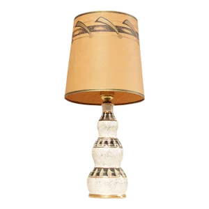Mid Century Modern Ceramic Table Lamp with Drum Shade