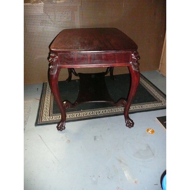 Library Table/Salon Room Table. 1920's Vintage. Carved Ornate Lions Heads For Sale - Image 10 of 17