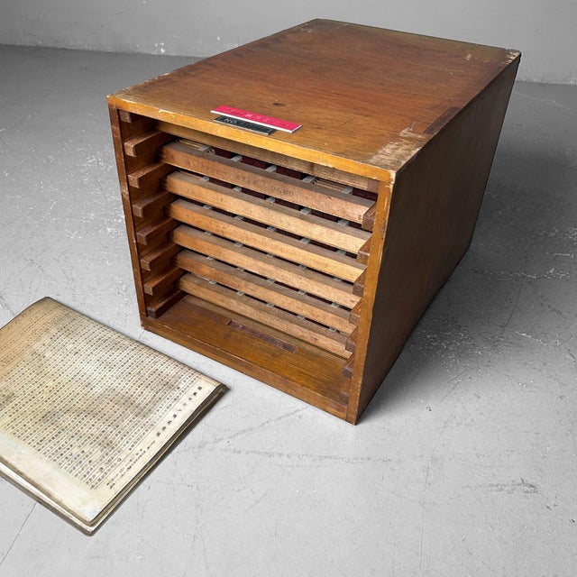 Wood Wooden Letterpress Drawer, Japan, 1970s For Sale - Image 7 of 18