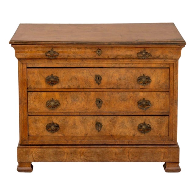 Louis Philippe Burl Walnut Commode, 19th C. For Sale