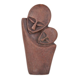 Early 20th Century Shona Stone Mother and Child Sculpture For Sale