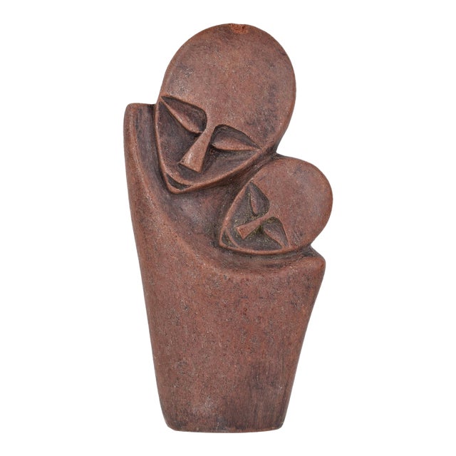 Early 20th Century Shona Stone Mother and Child Sculpture For Sale
