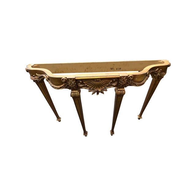 Late 20th Century Gold Gilt French Marble Top Console Sofa Table Chairish