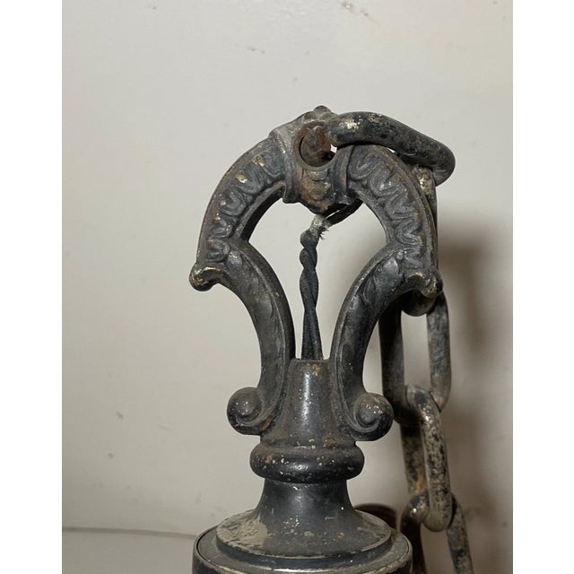 Antique Ornate Neoclassical Heavy Cast Iron 5 Arm Hanging Fixture Chandelier For Sale - Image 16 of 18