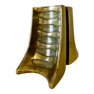 Mid-Century Modern Brass Bookends Ben Seibel Style For Sale
