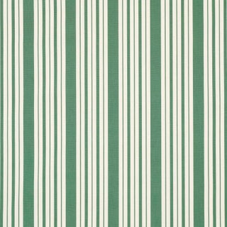Schumacher X Mark D. Sikes Markie Stripe Fabric In Emerald For Sale